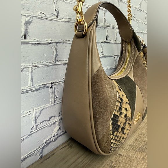 Coach Carmen Mini Crossbody Bag With Patchwork Gold/Mushroom NWT CCE62 - Picture 10 of 16